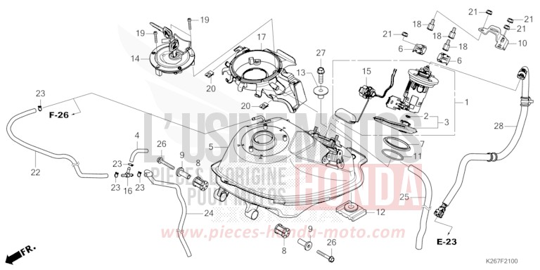 FUEL TANK for MSX GROM A FORCE SILVER METALLIC (NH411) from 2021
